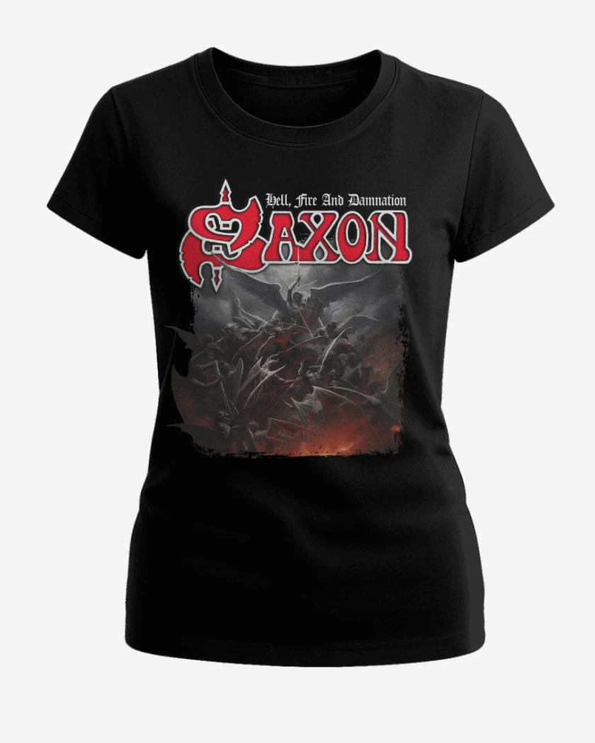 Polera de Mujer Negro de Saxon Hell Fire and Damnation
