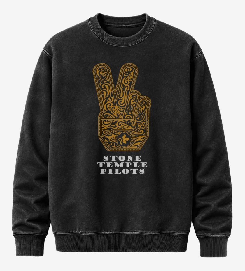 Poleron Polo Acid Wash Negro de Stone Temple Pilots Stone Temple Pilots