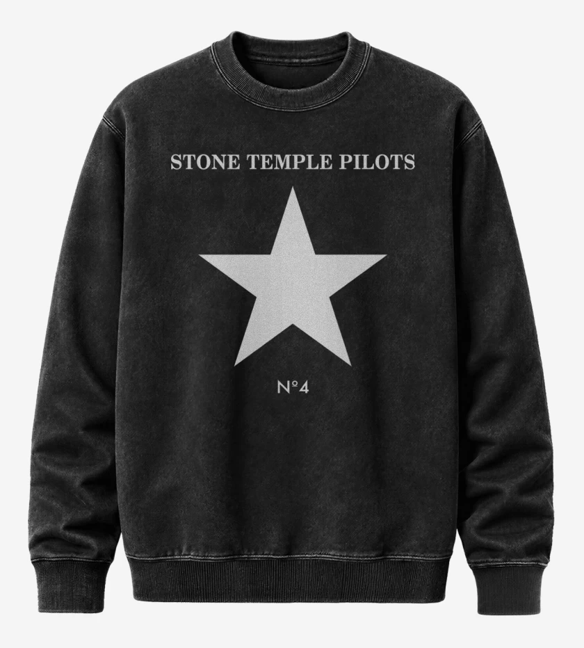Poleron Polo Acid Wash Negro de Stone Temple Pilots N4