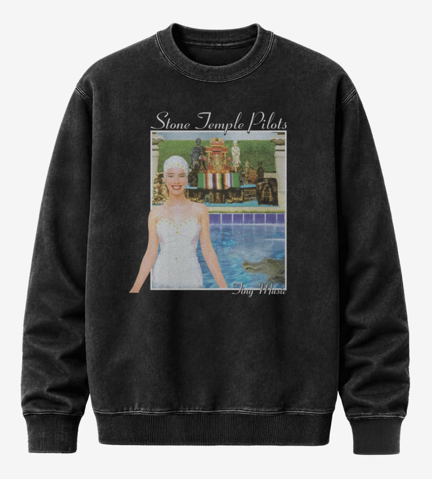 Poleron Polo Acid Wash Negro de Stone Temple Pilots Tiny Music