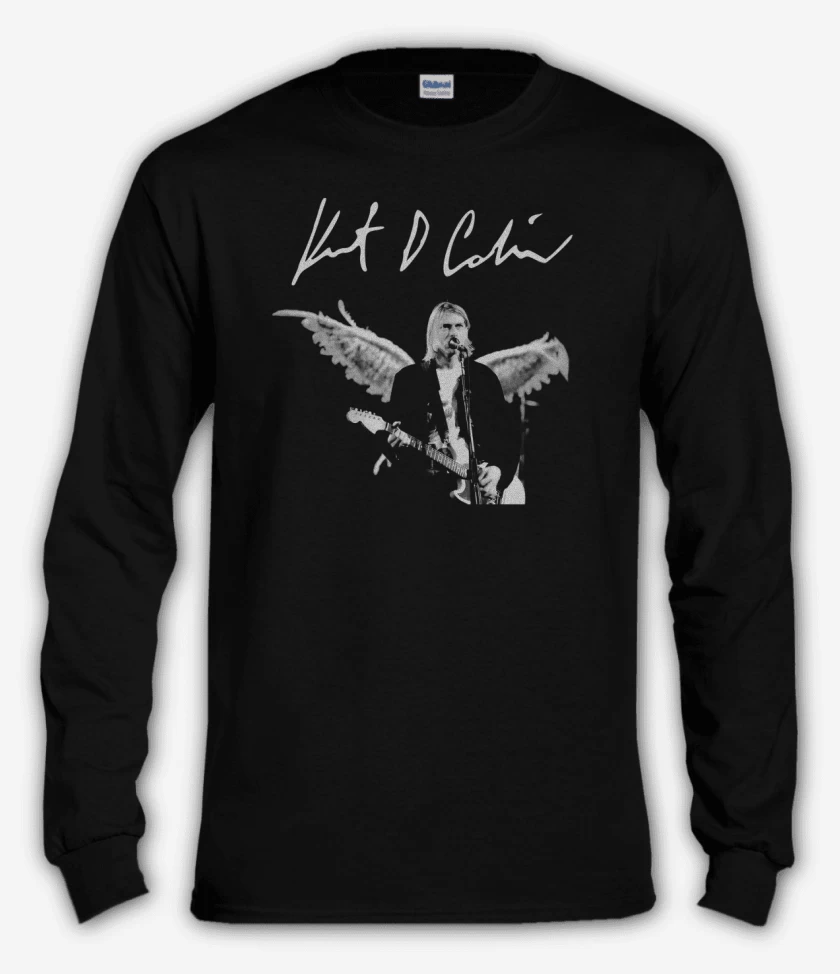 Polera manga larga Negro de Kurt Cobain