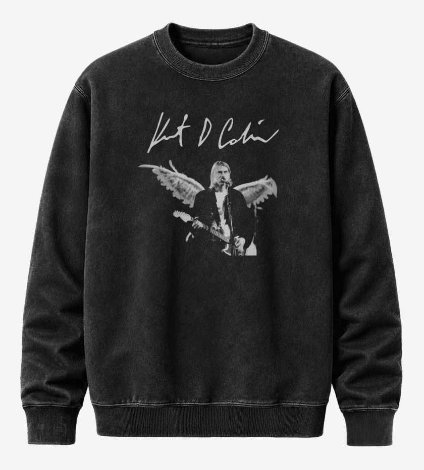Poleron Polo Acid Wash Negro de Kurt Cobain