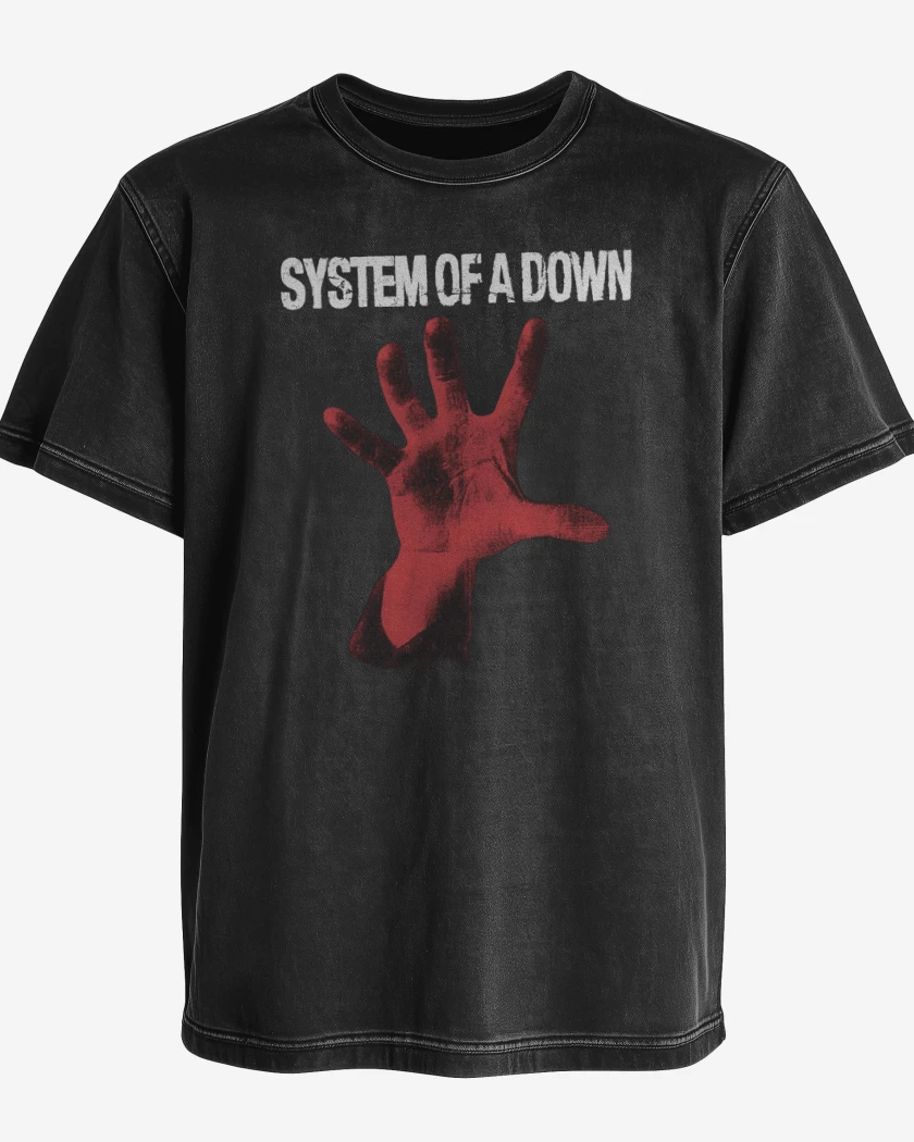 Polera desgastada Negro de System of a Down 2