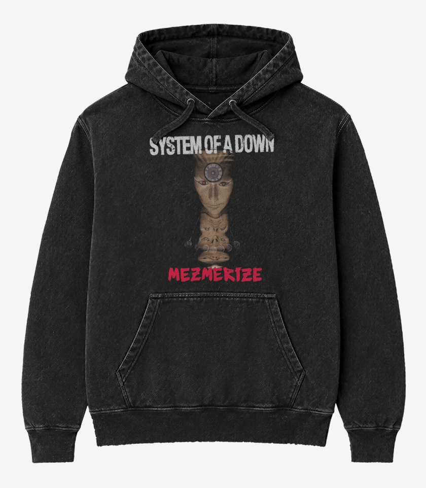 Poleron Canguro Acid Wash Negro de System of a Down Mesmerize