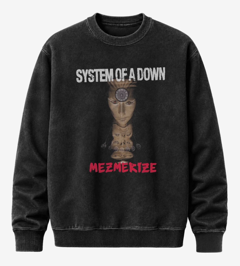 Poleron Polo Acid Wash Negro de System of a Down Mesmerize