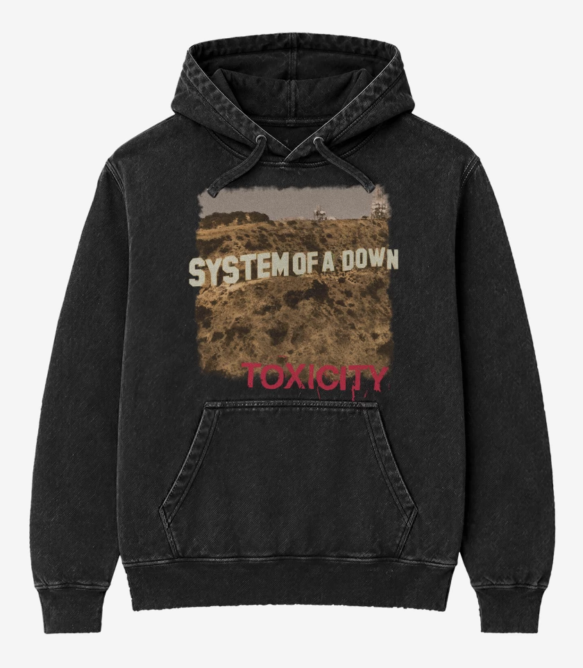 Poleron Canguro Acid Wash Negro de System of a Down Toxicity