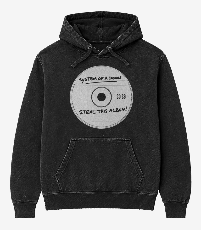 Poleron Canguro Acid Wash Negro de System of a Down Steal