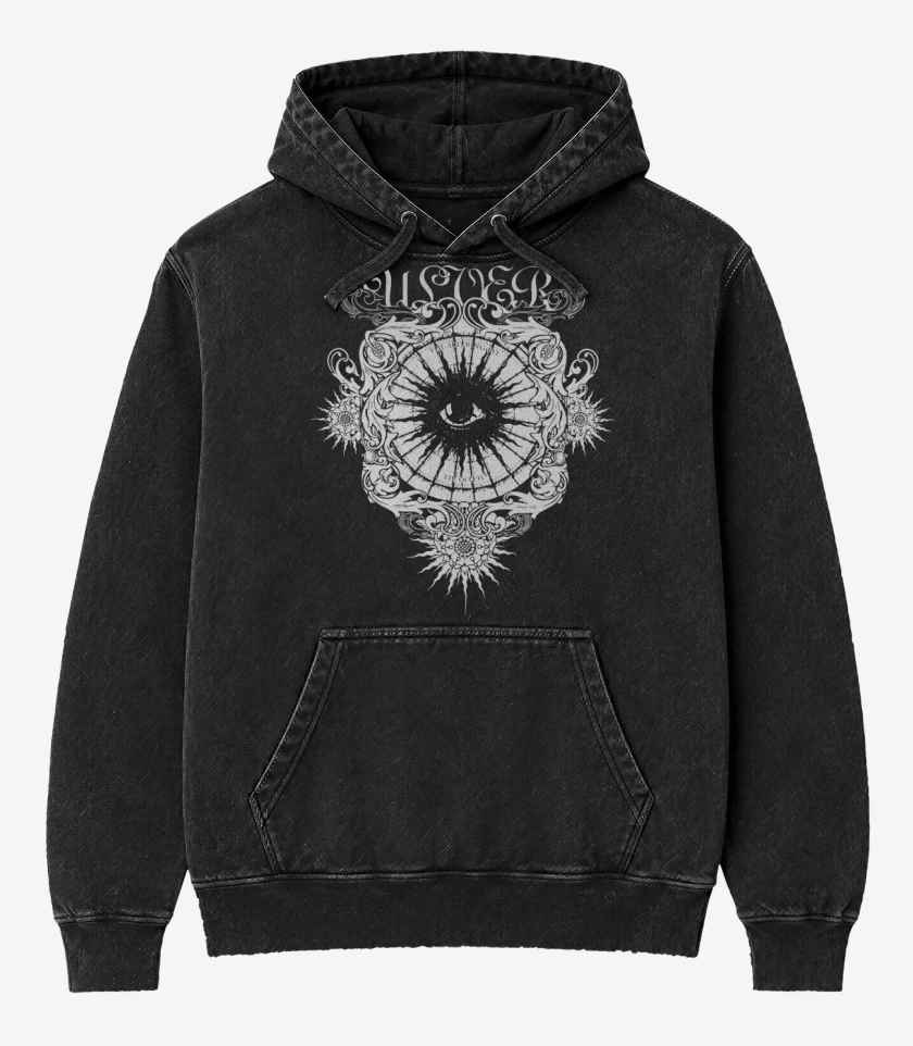 Poleron Canguro Acid Wash Negro de Ulver Valnoir