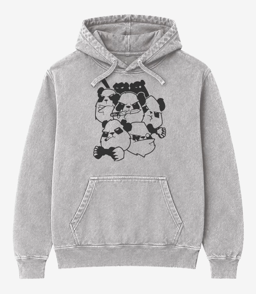 Poleron Canguro Acid Wash Gris Melange de Pandas
