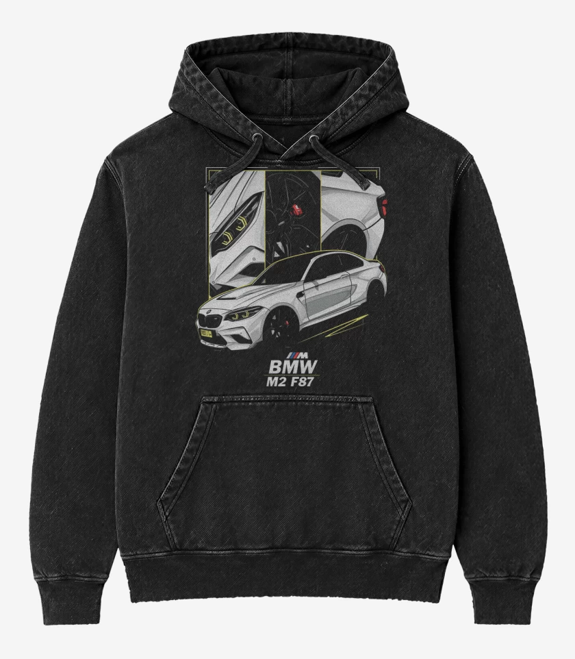 Poleron Canguro Acid Wash Negro de Bmw M2