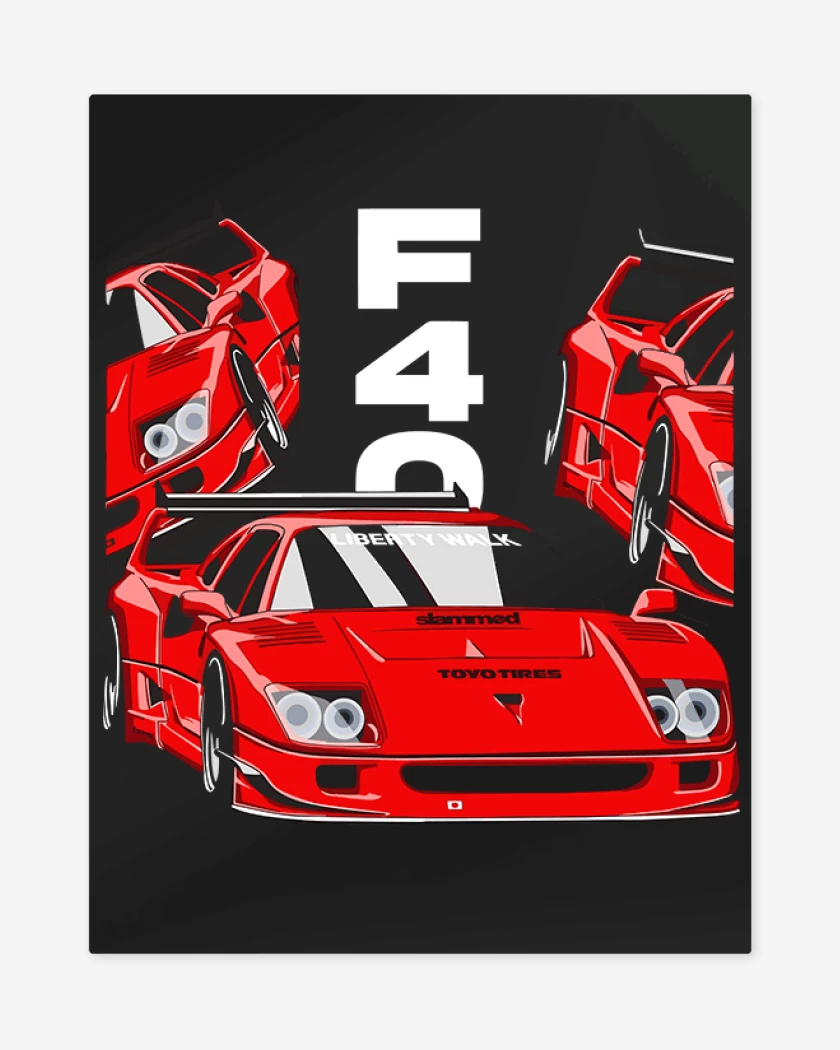 Print metalico Negro de F40 Ferrari