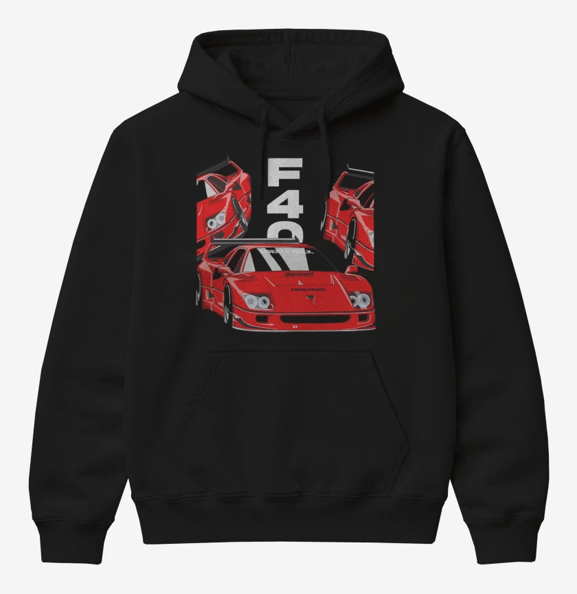 Poleron Canguro básico Negro de F40 Ferrari
