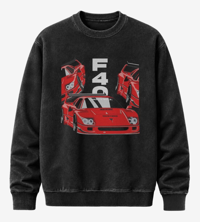 Poleron Polo Acid Wash Negro de F40 Ferrari