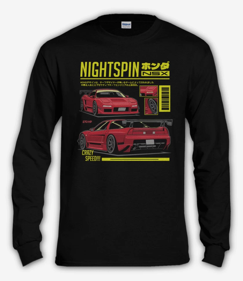 Polera manga larga Negro de Honda NSX