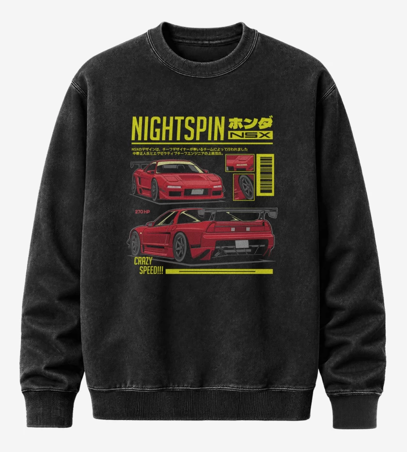 Poleron Polo Acid Wash Negro de Honda NSX