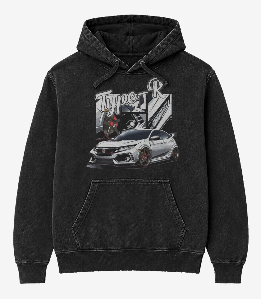 Poleron Canguro Acid Wash Negro de Type  R