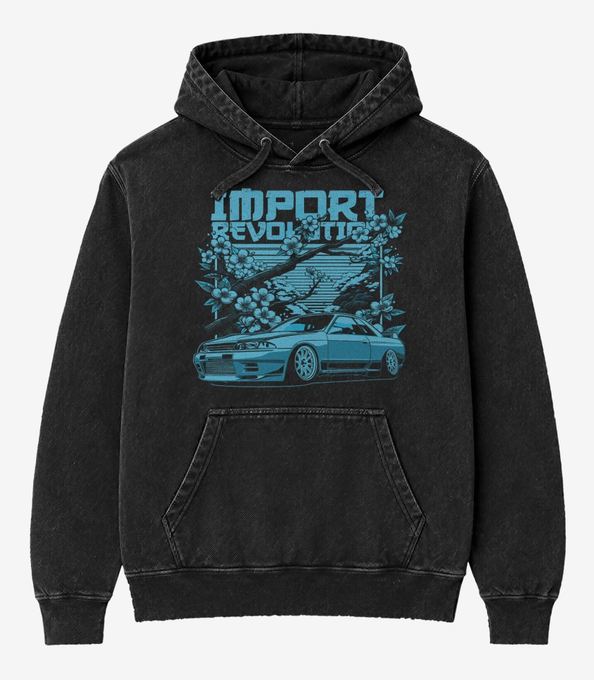 Poleron Canguro Acid Wash Negro de Skyline r34