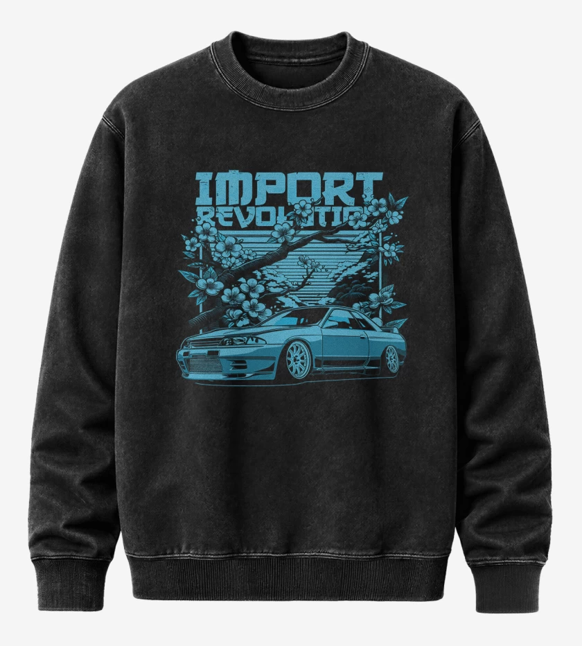 Poleron Polo Acid Wash Negro de Skyline r34