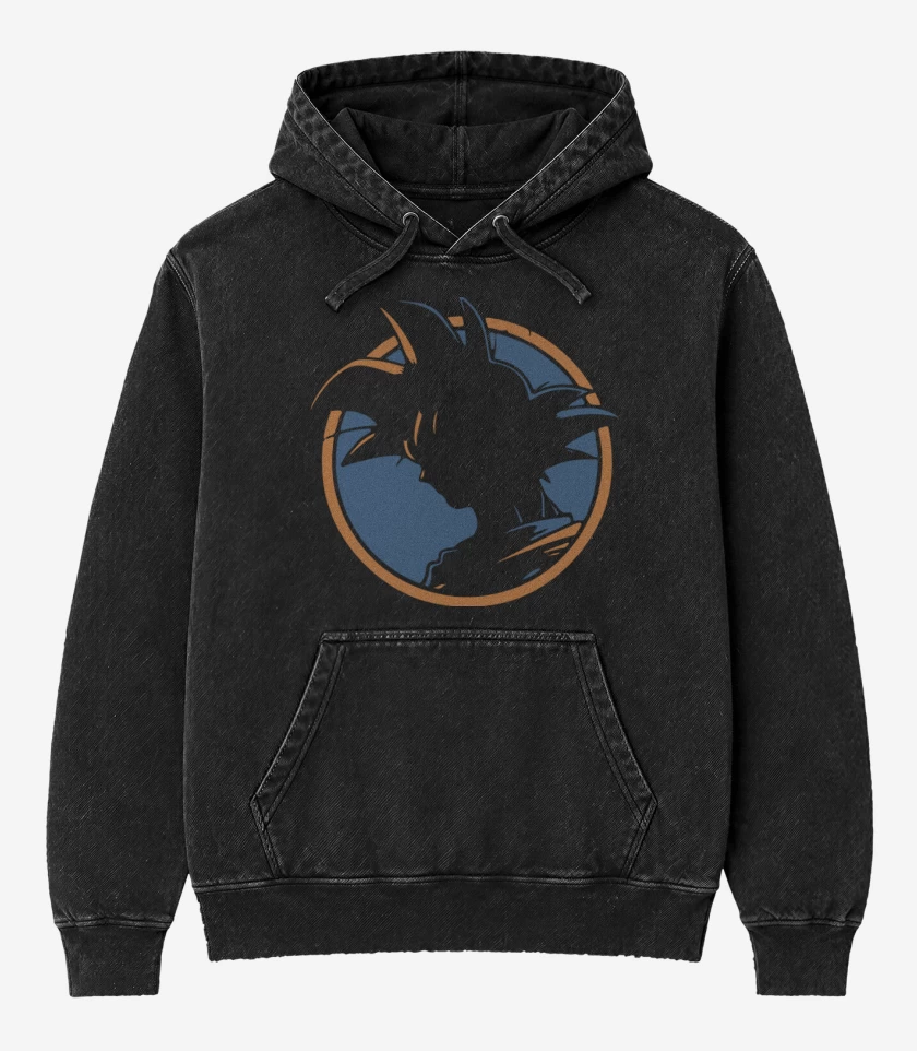 Poleron Canguro Acid Wash Negro de Goku 5