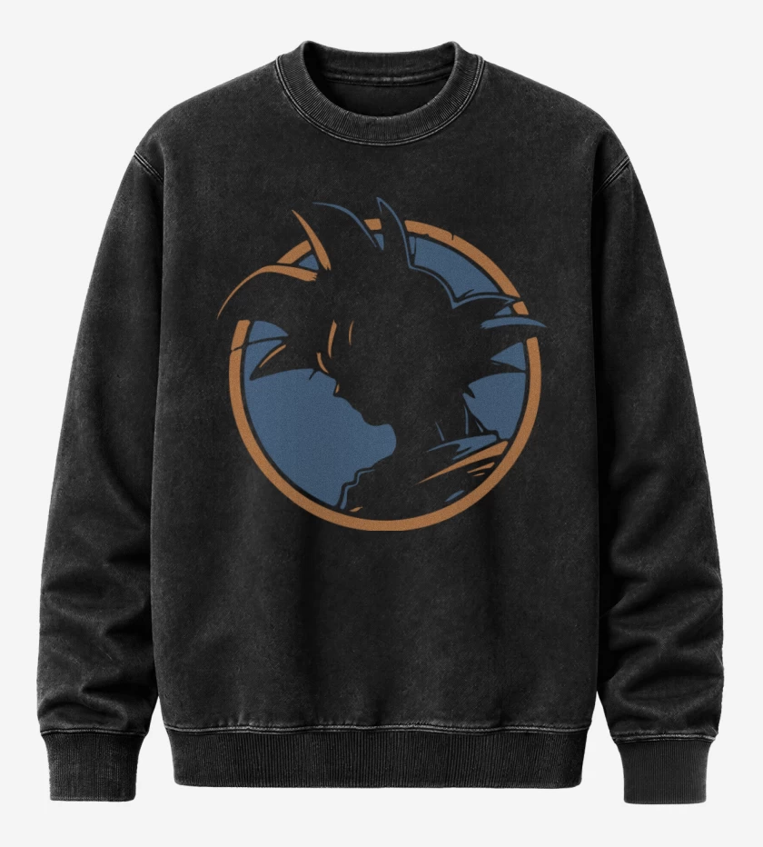 Poleron Polo Acid Wash Negro de Goku 5