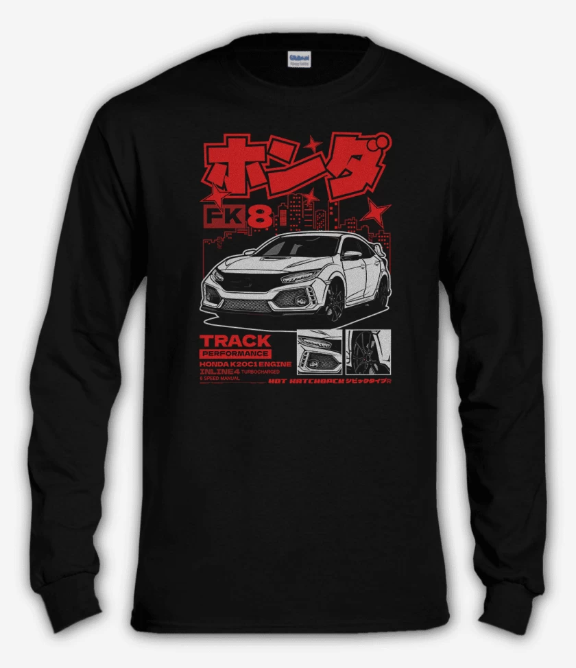 Polera manga larga Negro de Honda Type R