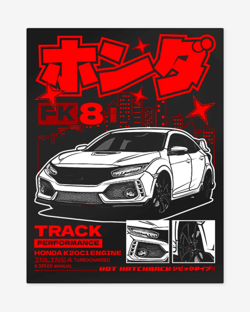 Print metalico Negro de Honda Type R