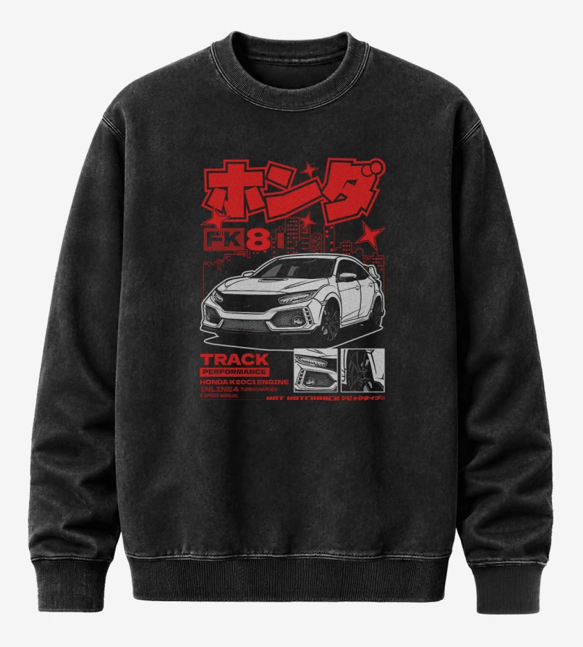 Poleron Polo Acid Wash Negro de Honda Type R