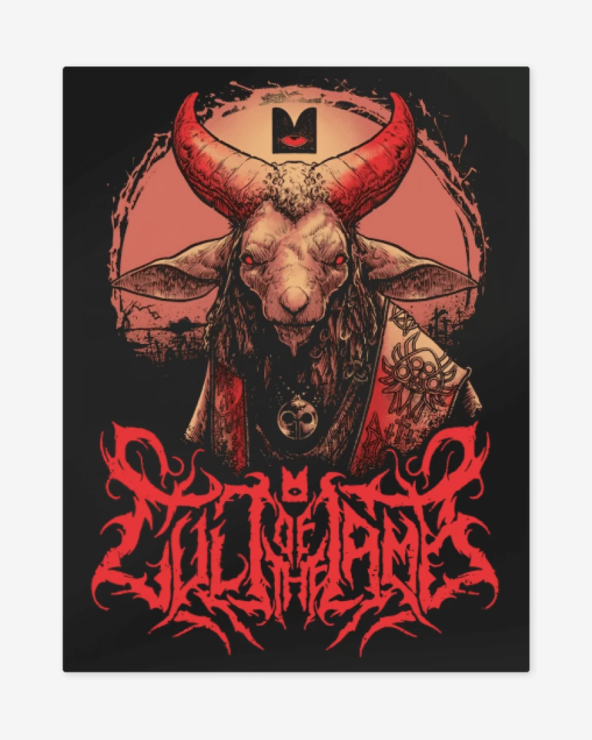 Print metalico Negro de Cult of the Lamb Unholy Lamb