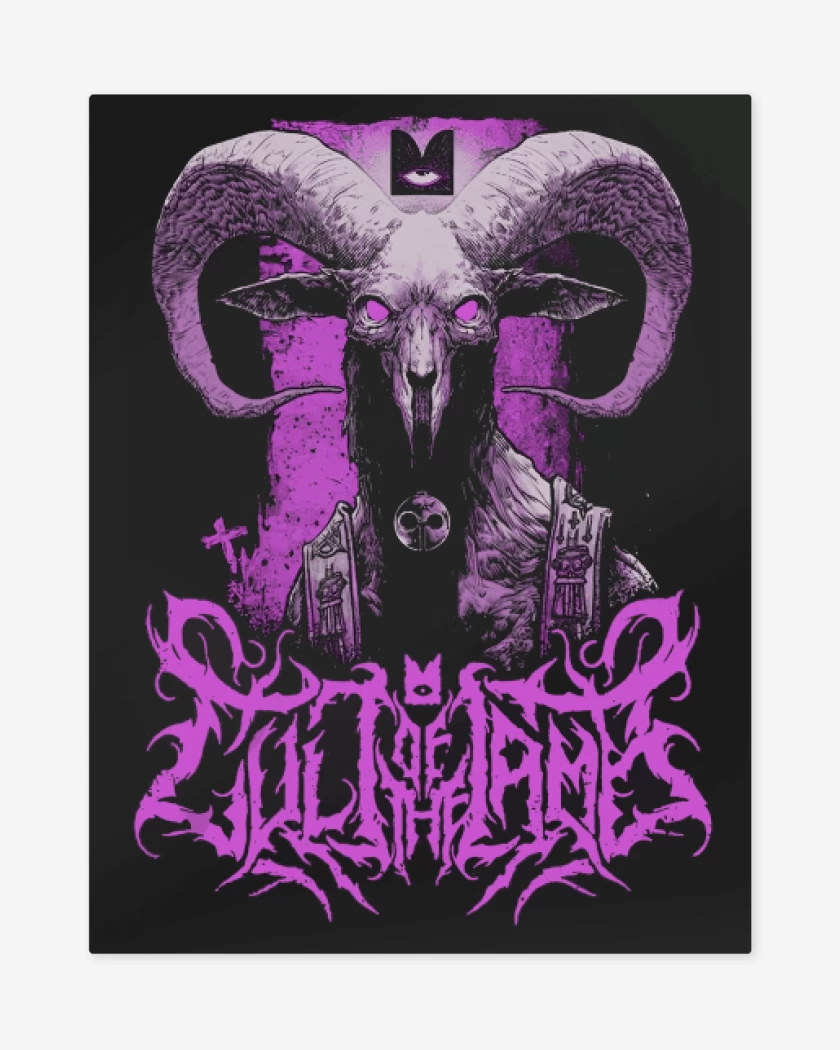 Print metalico Negro de Cult of the Lamb Unholy Goat