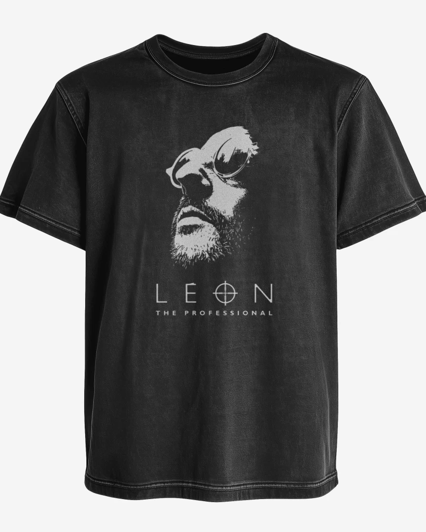 Polera desgastada Negro de Leon the professional 2
