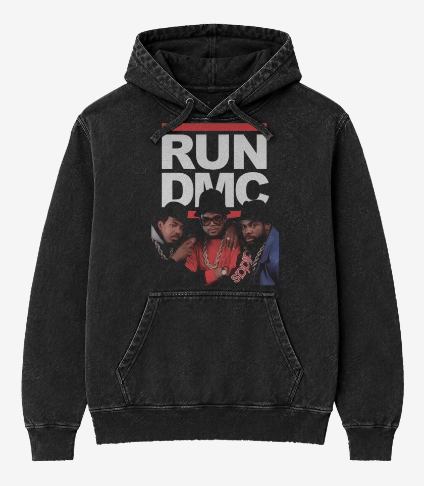 Poleron Canguro Acid Wash Negro de RUNDMC