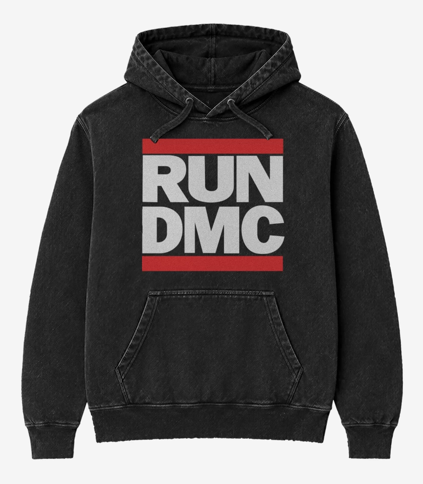 Poleron Canguro Acid Wash Negro de RUNDMC LOGO