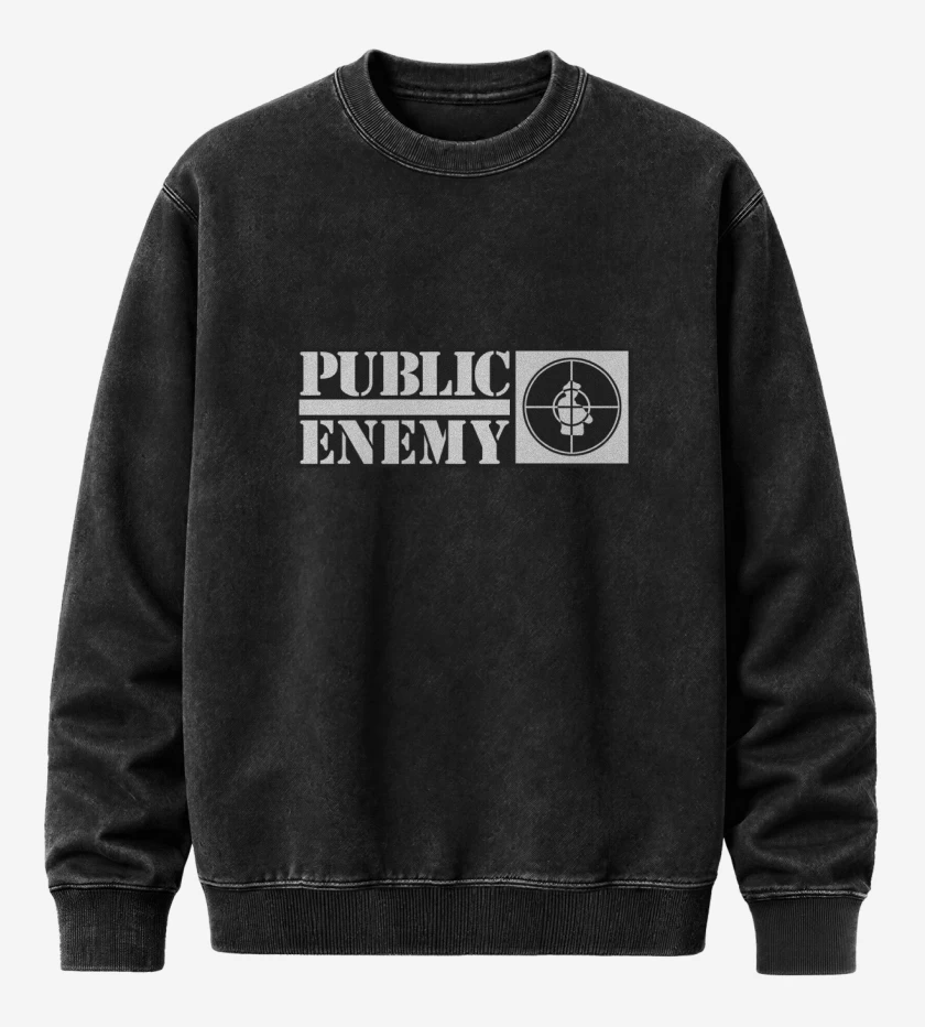 Poleron Polo Acid Wash Negro de Public Enemy