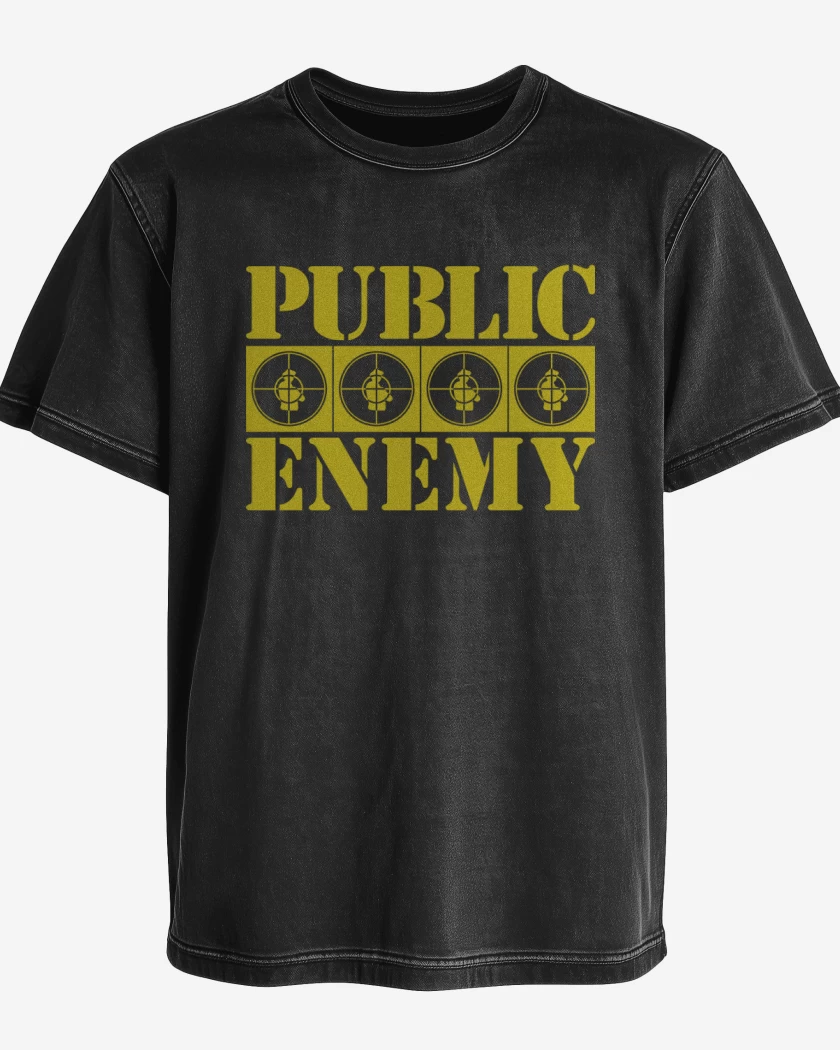 Polera desgastada Negro de PUBLIC ENEMY YELLOW
