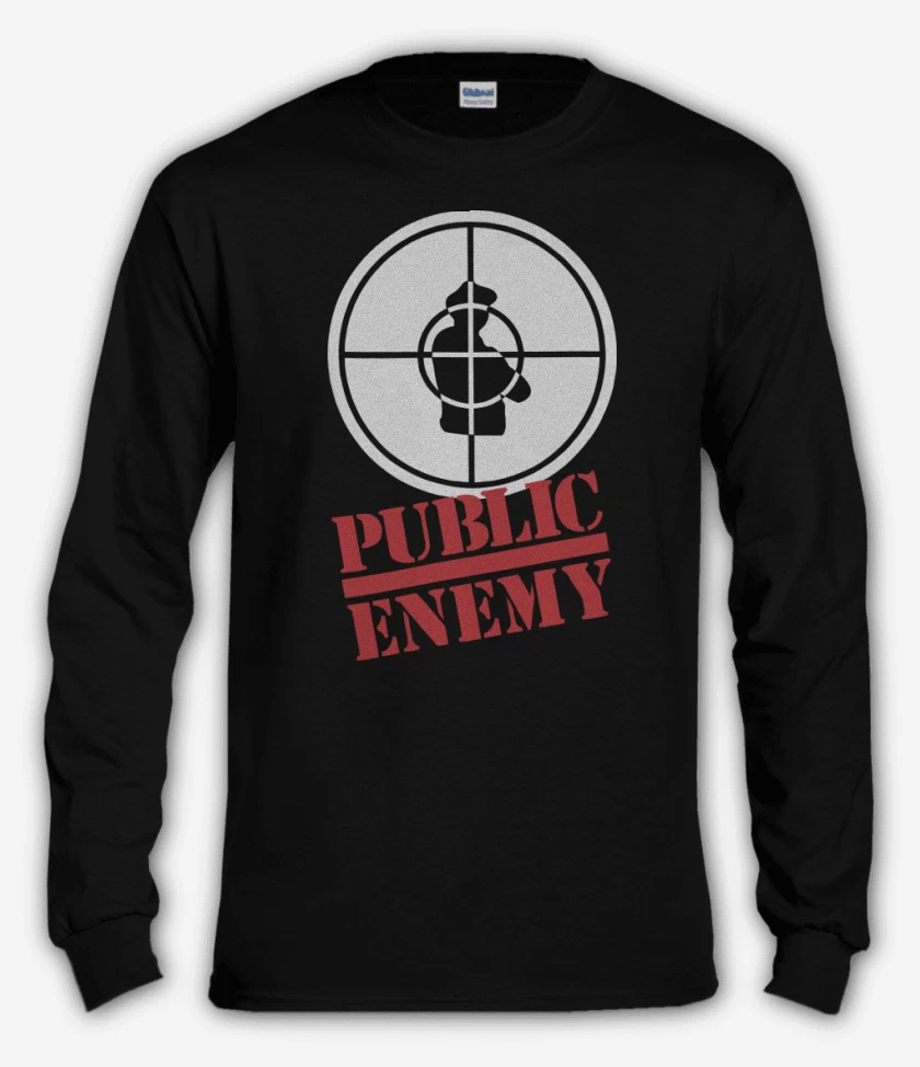 Polera manga larga Negro de Public Enemy Logo