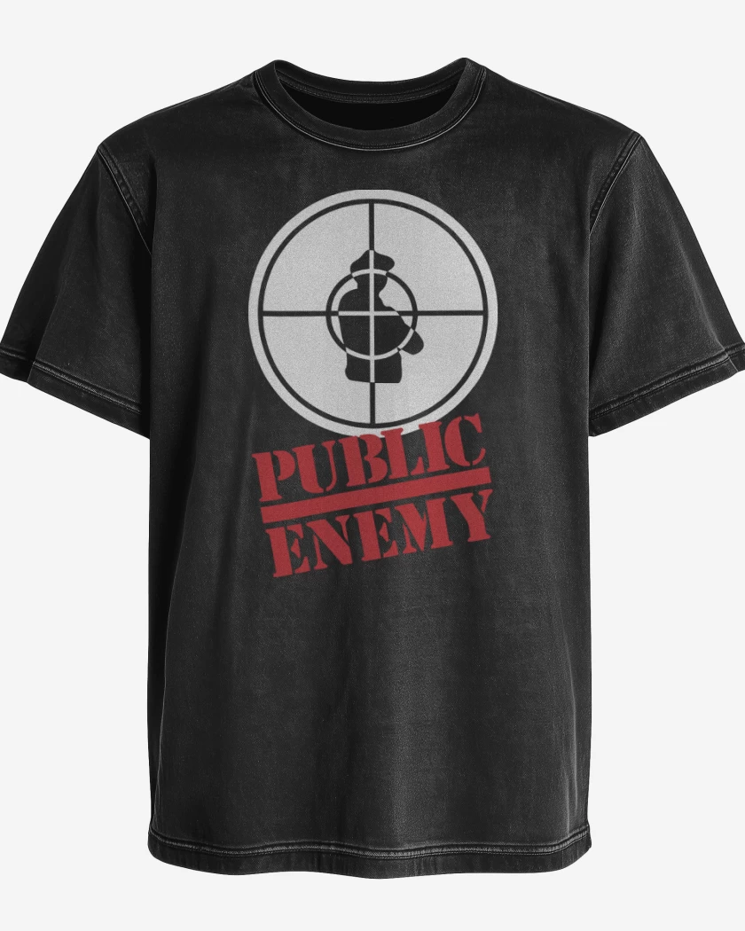 Polera desgastada Public Enemy Logo