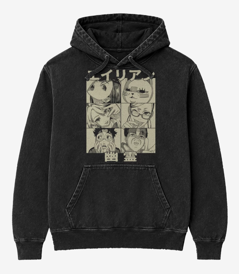 Poleron Canguro Acid Wash Negro de Dan Da Dan
