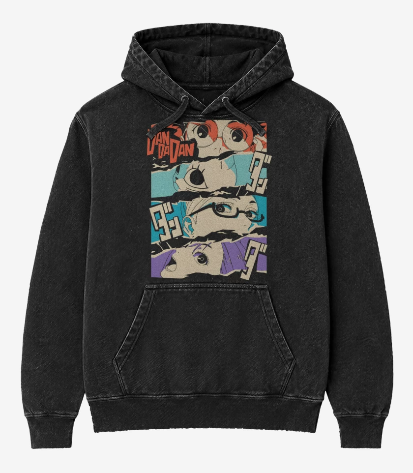 Poleron Canguro Acid Wash Negro de DanDaDan Protas