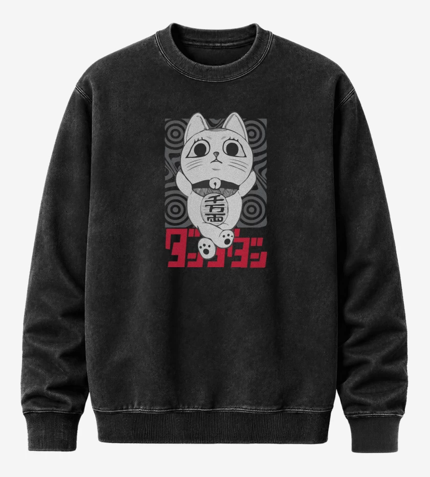Poleron Polo Acid Wash Negro de Dandadan Turbo Granny