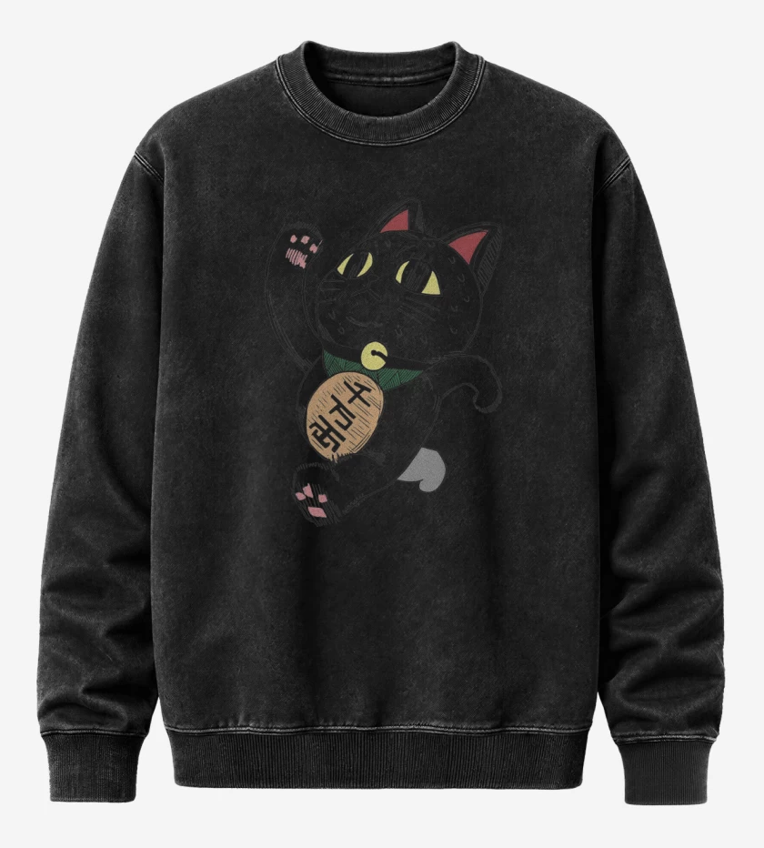 Poleron Polo Acid Wash Negro de Dandadan Turbo Abuela 