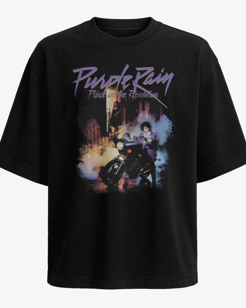 Polera Oversize Negro de Prince Purple Rain