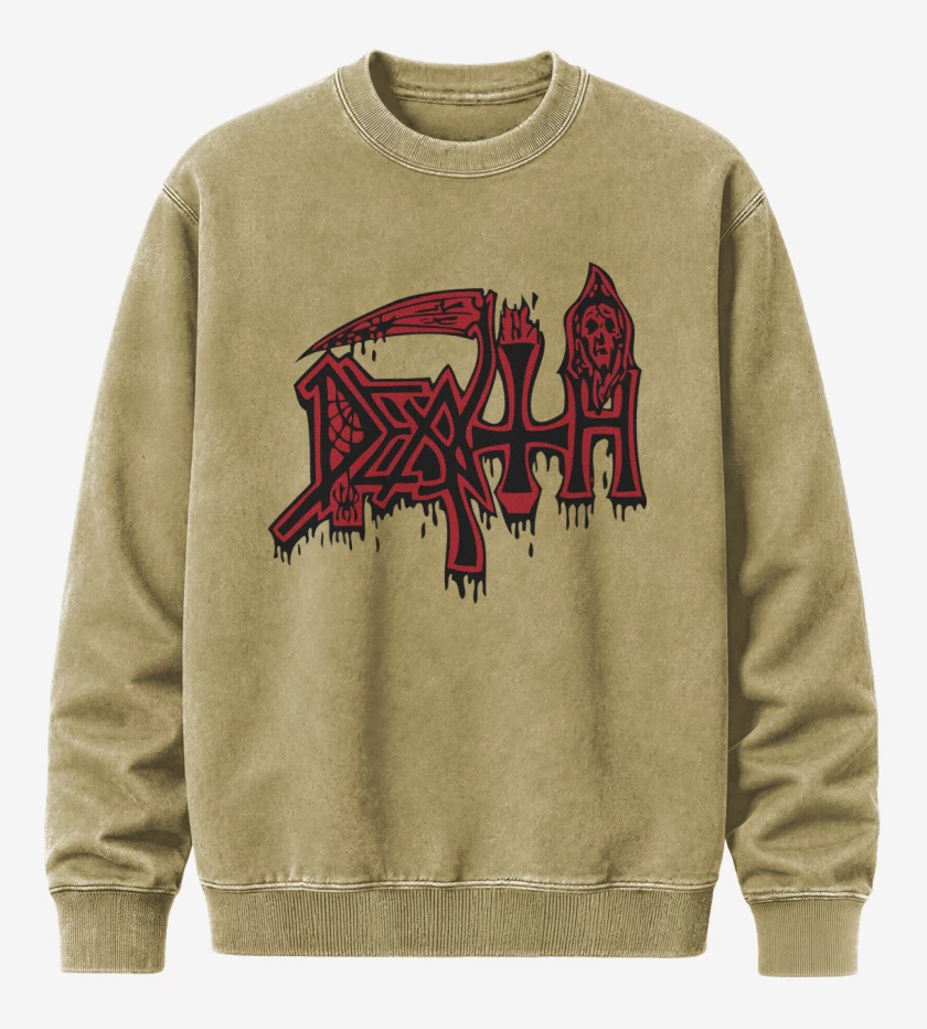 Poleron Polo Acid Wash Beige de Death Logo II