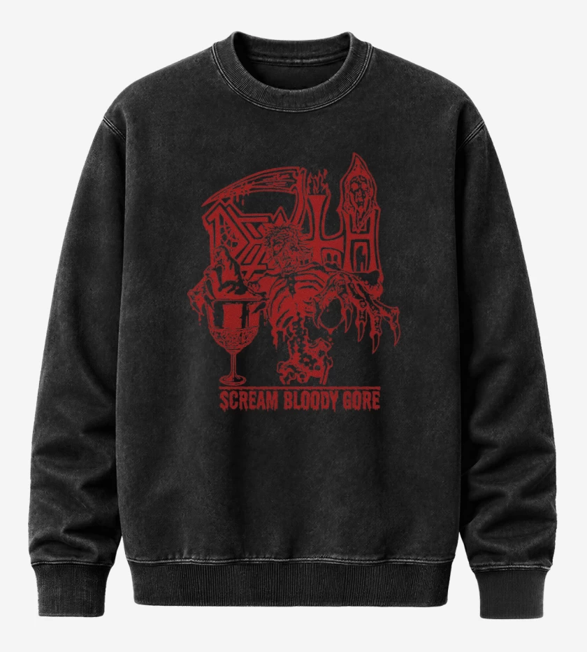 Poleron Polo Acid Wash Negro de Death SBG