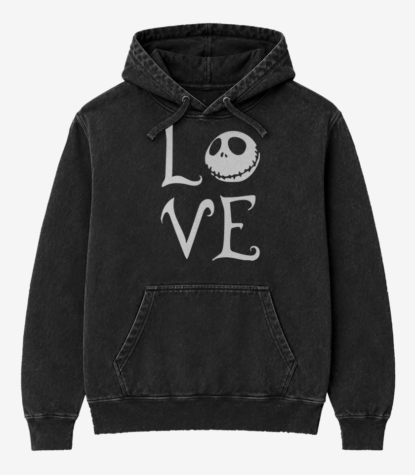 Poleron Canguro Acid Wash Negro de Love jack
