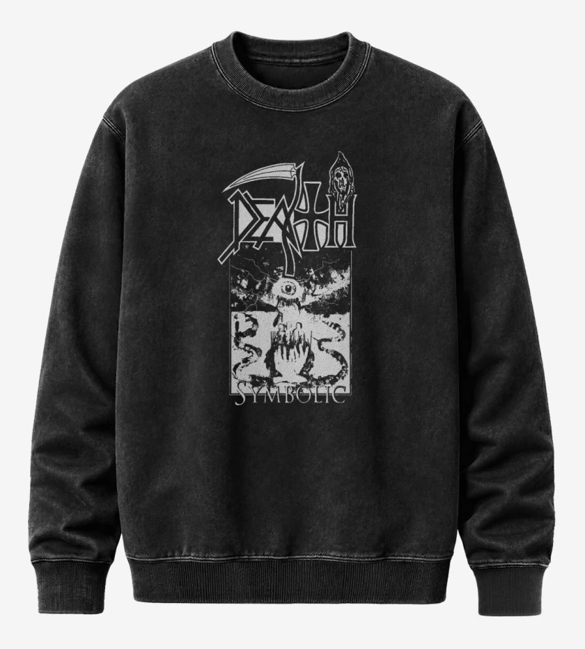 Poleron Polo Acid Wash Negro de Death Symbolic B