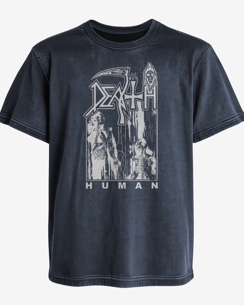 Polera desgastada Azul Marino de Death Human B