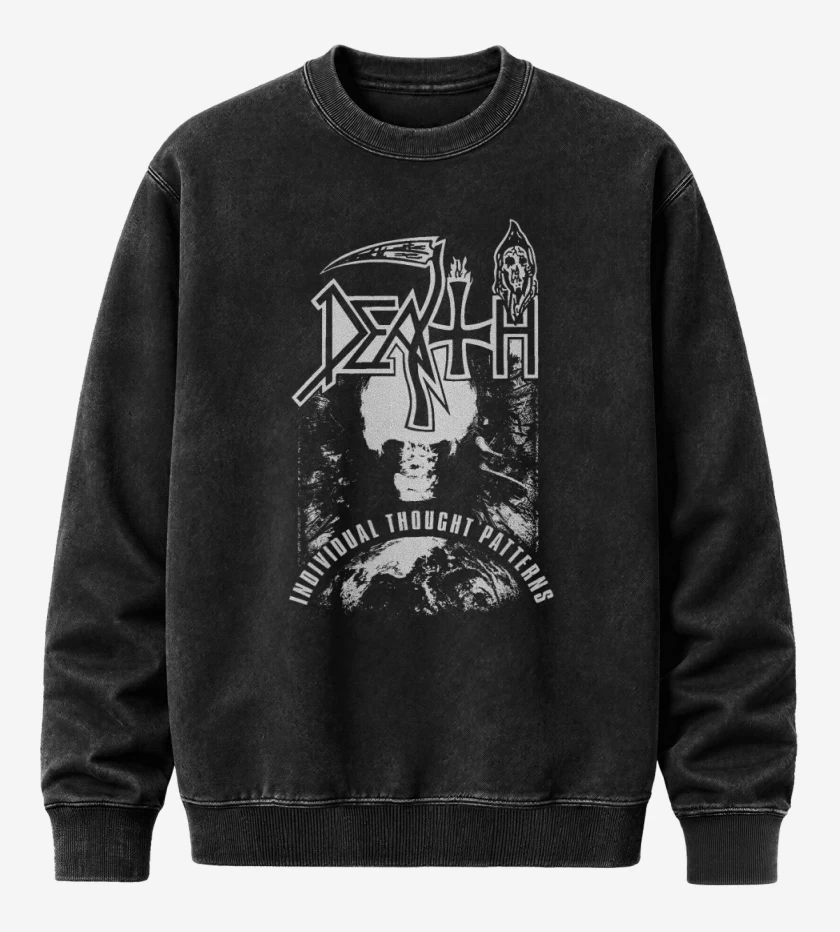 Poleron Polo Acid Wash Negro de Death Individual Thought Patterns B