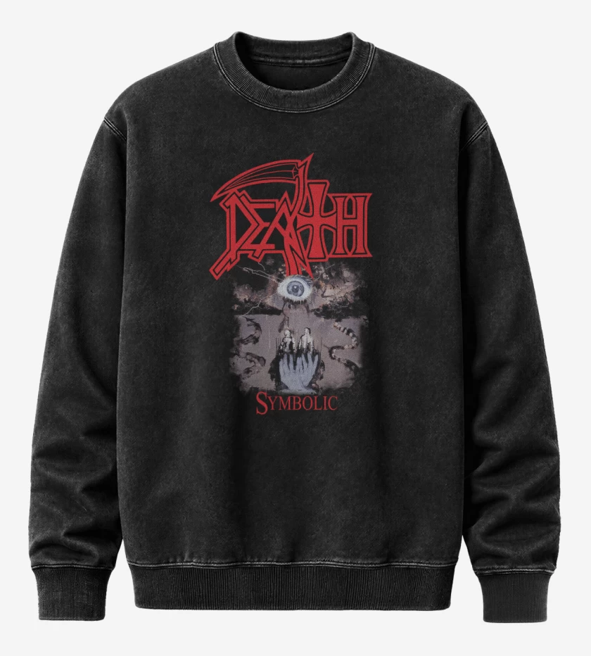 Poleron Polo Acid Wash Negro de Death Symbolic