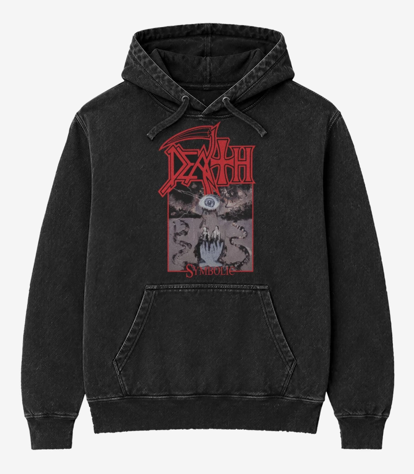Poleron Canguro Acid Wash Negro de Death Symbolic v2