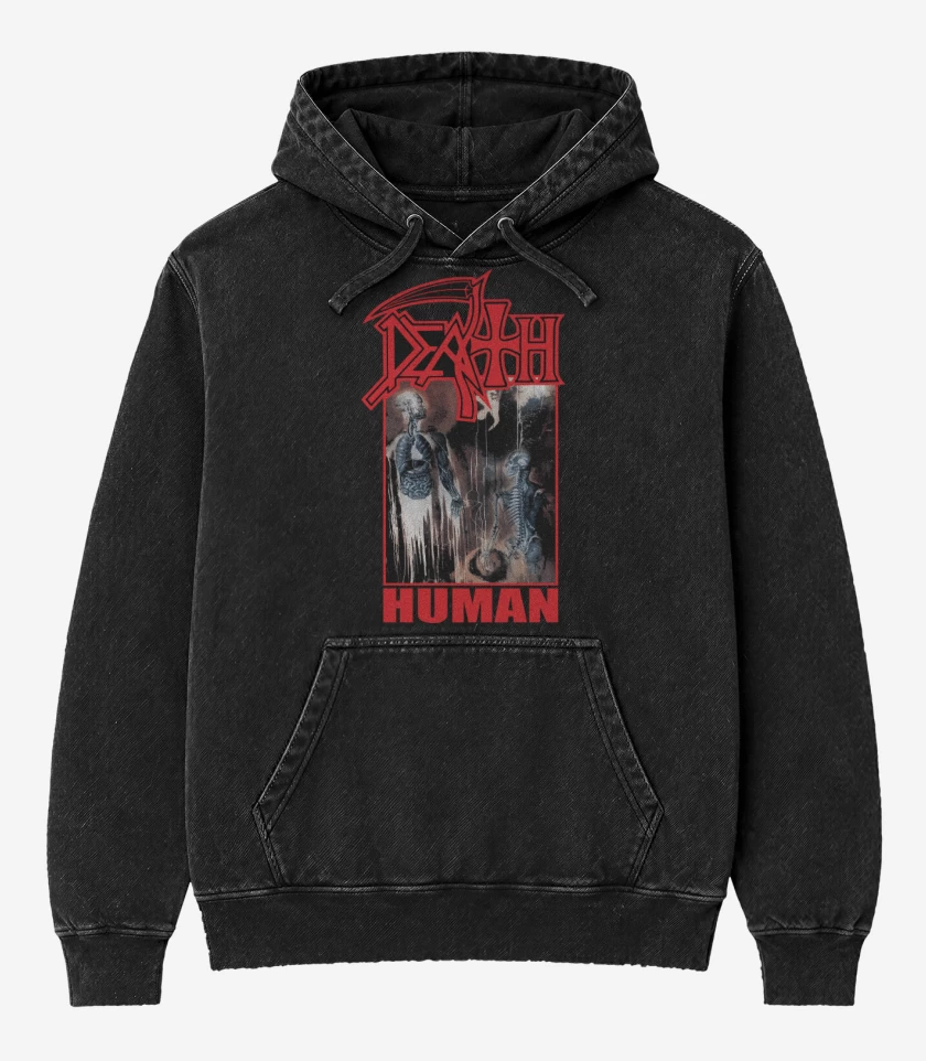 Poleron Canguro Acid Wash Negro de Death Human v2